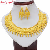 Adixyn TWO DESIGH India Necklace Earrings Set Jewelry Women Girls Gold Color Romantic Arab/Ethiopian/African Gifts N06229