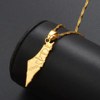 Anniyo Israel Map and West Bank Pendant Necklaces Chain Gold Color Jewelry For Women Men Map of Israel #003810