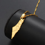 Anniyo Israel Map and West Bank Pendant Necklaces Chain Gold Color Jewelry For Women Men Map of Israel #003810