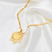 Anniyo 2.9cm Albania Eagle Pendant Necklaces Gold Color & Silver Stainless Steel Jewelry Ethnic for Women Men #068921