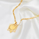 Anniyo 2.9cm Albania Eagle Pendant Necklaces Gold Color & Silver Stainless Steel Jewelry Ethnic for Women Men #068921