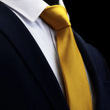 GUSLESON Quality Jacquard Woven Silk Solid Tie for Men 8cm Classic Plain Necktie Red Navy Gold Yellow Ties for Wedding Business