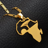 Anniyo African Tree & Sunrise Pendant Necklaces for Men Women Girls,My Home in Africa Jewelry Gold Color Birthday G #112121