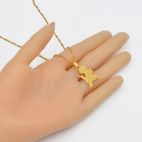 Anniyo Nederlanden Map Stainless Steel Pendant Necklaces for Women Girls Gold Color Dutch Jewelry Netherlands Maps #110021
