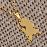 Anniyo Nederlanden Map Stainless Steel Pendant Necklaces for Women Girls Gold Color Dutch Jewelry Netherlands Maps #110021