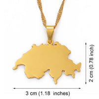 Anniyo Switzerland Map Pendant Necklaces for Women,Suisse Svizzera Svizra Schweizerische Swiss Maps Jewelry #101721