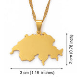 Anniyo Switzerland Map Pendant Necklaces for Women,Suisse Svizzera Svizra Schweizerische Swiss Maps Jewelry #101721
