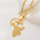 Anniyo African Tree & Sunrise Pendant Necklaces for Men Women Girls,My Home in Africa Jewelry Gold Color Birthday G #112121