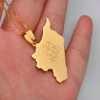 Anniyo Syria Map With Allah Pendant Necklaces for Women Girls Syrians Jewelry @020121