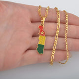 Anniyo 3.7CM Flag and Map of Togolaise Pendant Necklaces for Women Men Togo Maps Gold Color Jewelry Togolese Itmes #122206