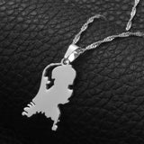 Anniyo Nederlanden Map Stainless Steel Pendant Necklaces for Women Girls Gold Color Dutch Jewelry Netherlands Maps #110021
