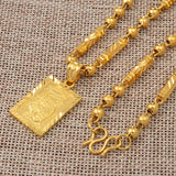 Anniyo Men's Dragon Pendant and Ball Bamboo Necklaces Gold Plated Jewelry for Father Husband's   #006809P