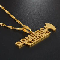 Anniyo Dominica Strong Map Pendant Necklaces Gold Color & Stainless Steel Jewelry Dominica Country Map @076121