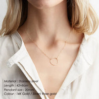 e-Manco Minimalist Choker Necklace Simple Stainless Steel Necklace for Women Round Circle Pendant Necklace 9MM/11MM/15MM/20MM