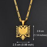 Anniyo 2.9cm Albania Eagle Pendant Necklaces Gold Color & Silver Stainless Steel Jewelry Ethnic for Women Men #068921