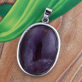Crystal Quartz Oval Stone Pendant Natural Rose Quartz Tiger Eye Labradorite Agate Stone Pendant Wedding Decoration Charm Jewelry