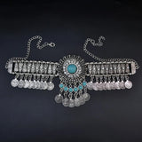 Gypsy Boho Coins Tassel Necklace Red Stone Turquoise Bead Crystal  Flower Collares Chokers India Afghan Female Statement Jewelry