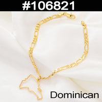 Anniyo Barbados Island Map & Flag Symbol /Dominican/Italy Sicily Map Bracelets for Women Men Girls Bangles Jewelry #106521