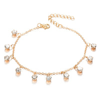 Vintage Fashion Pendant Crystal Anklet For Women Link Chin Bohemian Gold ColorSilver Color Shoe Boot Chain Bracelet Foot Jewelry