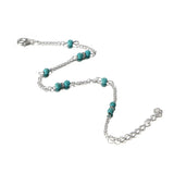 L154 Fashion Bijoux Girl Unique Nice Beads Chain Charm Blue Green Stone Anklet Bracelet Foot Men Women Wedding Jewelry