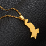 Anniyo Pakistan Map Pendant Necklaces Stainless Steel and Silver Color/Gold Color Pakistani Ethnic Jewelry #111321