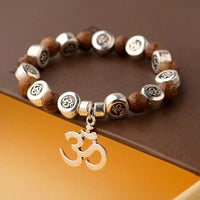 8mm Natural Wood Buddha Bracelet Men Handmade Charms OM Beads Yoga Chakra Mala Prayer Bracelet Meditation Jewelry pulsera