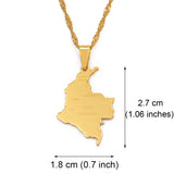 Anniyo Colombia Pendant and Water Wave Chain for Women Girls Stainless Steel Country Map Jewelry Colombia #112621
