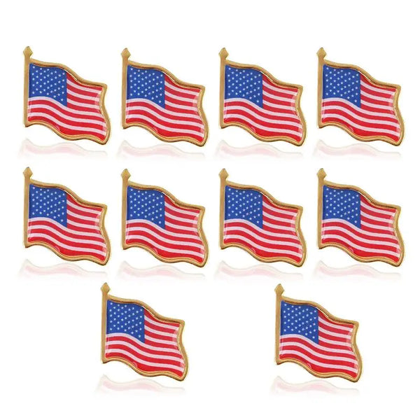 10PCS American Flag Lapel Pin United States USA Hat Tie Tack Badge Pin Metal Lapel Pin