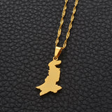 Anniyo Pakistan Map Pendant Necklaces Stainless Steel and Silver Color/Gold Color Pakistani Ethnic Jewelry #111321