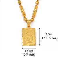 Anniyo Men's Dragon Pendant and Ball Bamboo Necklaces Gold Plated Jewelry for Father Husband's   #006809P