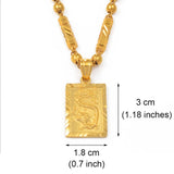 Anniyo Men's Dragon Pendant and Ball Bamboo Necklaces Gold Plated Jewelry for Father Husband's   #006809P