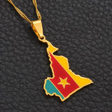 Anniyo Cameroon Map Flag Color Pendant Chain Necklaces Stainless Steel Jewelry Cameroun Country Maps Cameroonians  #098921