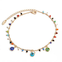 Lucky Eye Turkish Evil Eye Ankle Bracelet Gold Color Copper Foot Leg Chain Anklet Fashion Jewelry Gifts for Women Men EY6734