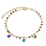 Lucky Eye Turkish Evil Eye Ankle Bracelet Gold Color Copper Foot Leg Chain Anklet Fashion Jewelry Gifts for Women Men EY6734
