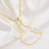 Anniyo 6.5CM Big Size Ethiopian Map Pendant Necklaces for Women Men Gold Color Jewelry @117721