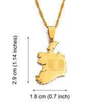 Anniyo The Republic of Ireland Map Gold Color Pendant and Thin Chain Necklaces Poblacht na Heireann Country Maps Jewelry @020821