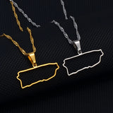 Anniyo Contour Puerto Rico Map Charm Pendant Necklaces Silver Color/Gold Color PR Puerto Ricans Jewelry #051021