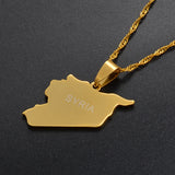 Anniyo Syria Map Necklaces Gold Color Silver Color Charms Pendant Necklaces Syrians Jewelry Middle East @007321