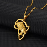 Anniyo Africa Map and Queen Head Pendant Necklace Women Traditional Cultural Ornaments Holiday Wedding Party Items @@128316