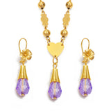 Anniyo Hawaiian Jewelry sets Pendant Necklaces Flower Earrings Colored Crystal Bead Ball Chains Guam Micronesia Chuuk #258006