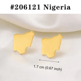 Anniyo Stud Earrings Zimbabwe Nigeria Kenya Congo Ghana Cameroon Map Jewelry for Women Girls Gold Color African Earrings #205821