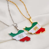 Anniyo Iran Map Pendant Necklace Iranian Jewelry #207821