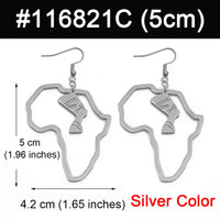 Anniyo Gold Color Stainless Steel Egyptian Queen Nefertiti Earrings African Map Big Earrings Jewelry Africa Ethnic  #116821