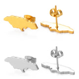 Anniyo Jamaica Map Stud Earrings for Women Girl Gold Color and Stainless Steel Jamaican Jewelry #139721
