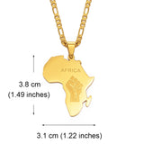 Anniyo 3.8CM African Map Fist Pendant Necklaces Silver Color/Gold Color Africa Maps Black Lives Matter Chains Jewelry #166021