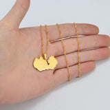 Anniyo Map of Zambia With City Pendant Necklaces for Women Girls Stainless Steel Zambian Maps Chains Gold Color Model #071221