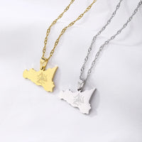 Italy Sicily  Map Flag Stainless Steel Pendant Necklace for Women Men Gold Color / Silver Color Italian Sicilia Party Jewelry