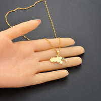 Anniyo SMALL The United States Virgin Islands St John Map Pendant Necklaces for Women Girls Saint John Jewelry #115821