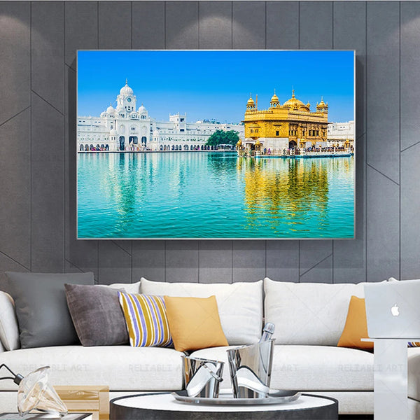 Sikhism Canvas Painting Golden Temple Amritsar Posters Wall Art Hindu Religion Holy Land Pictures for Living Room Decor Cuadros