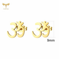 12 Pairs Aum Om Ohm Symbol Stud Earrings Women Indian Yoga Sport Jewelry Earings Set Wholesale Stainless Steel Ornament Gifts